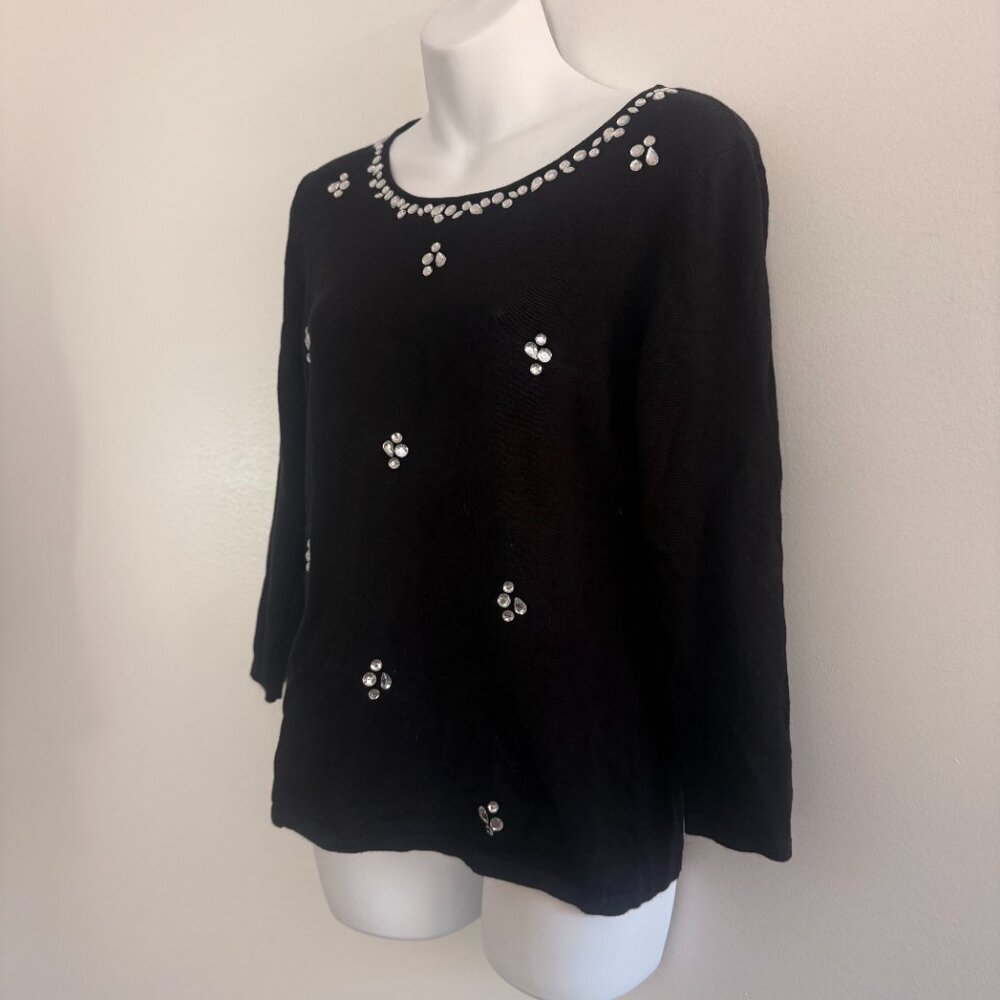 Ruby Rd. Petite Embellished Knit Top | Black | PM - Picture 4 of 9